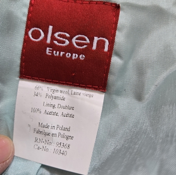 OLSEN EUROPE Virgin Wool Grey 3/4 Sleeve Sweater. Size 14 - Picture 10 of 12